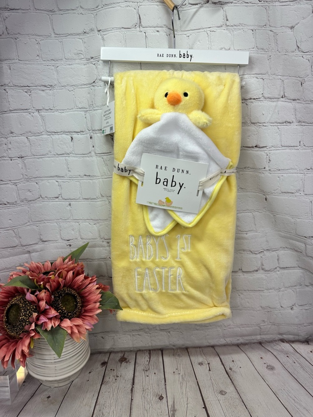 NWT Rae Dunn Yellow Baby Plush Blanket 1st easter unisex plush Chick lovie